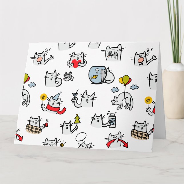 Lusande katter, mjölk och magi. kort (Framsida)