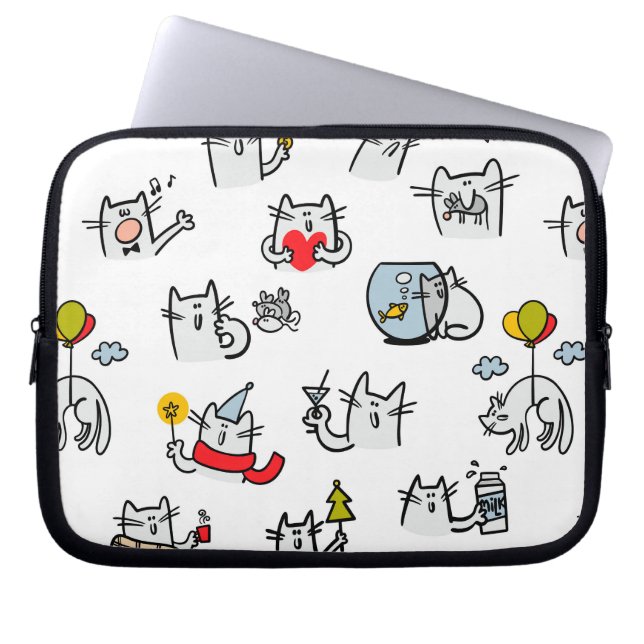 Lusande katter, mjölk och magi. laptop fodral (Framsidan)