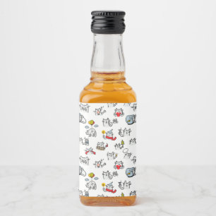 Lusande katter, mjölk och magi. spritflaskor etikett