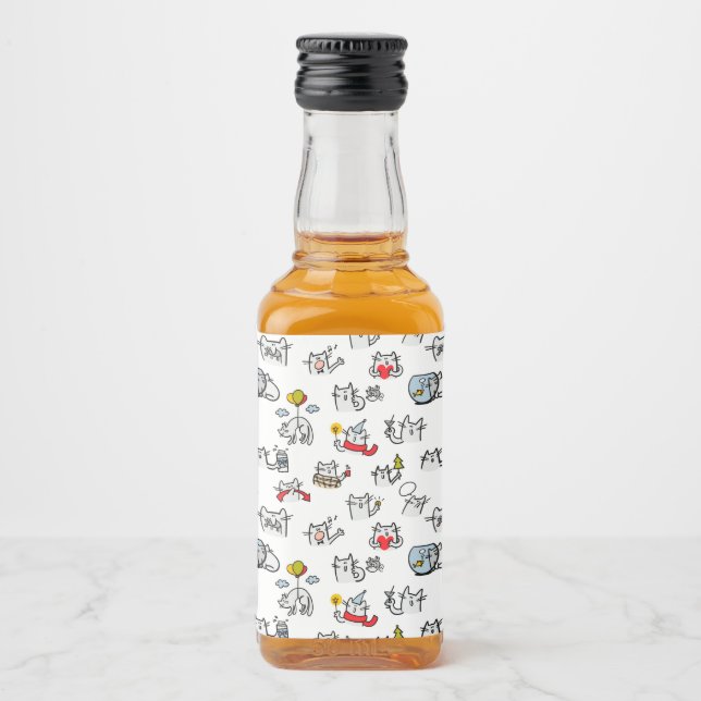 Lusande katter, mjölk och magi. spritflaskor etikett (Framsida)