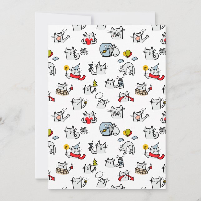 Lusande katter, mjölk och magi. tack kort (Framsida)