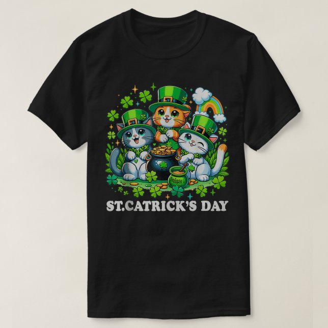 Lusande katter på Patricks dag T Shirt (Design framsida)