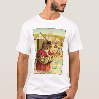 Lusande katter vid Beach - Louis Wain T Shirt
