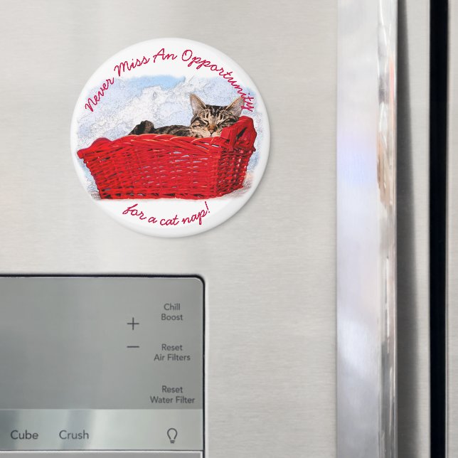 Lusande kattunge i Red Basket Anpassningsbar Photo Magnet (In Situ (Fridge))