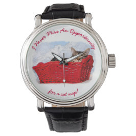 Lusande kattunge i Red Basket Photo Anpassningsbar Armbandsur