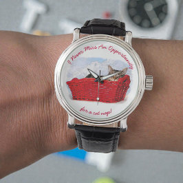 Lusande kattunge i Red Basket Photo Anpassningsbar Armbandsur