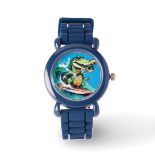 Lusande krokodilsurfning armbandsur