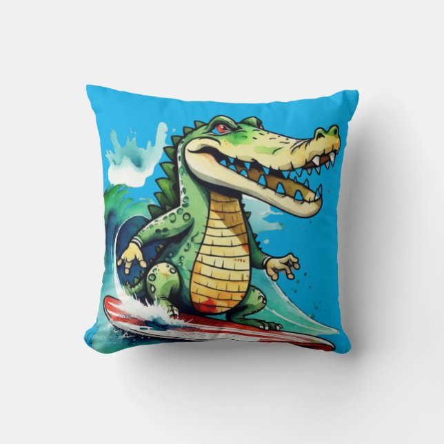 Lusande krokodilsurfning kudde (Framsida)