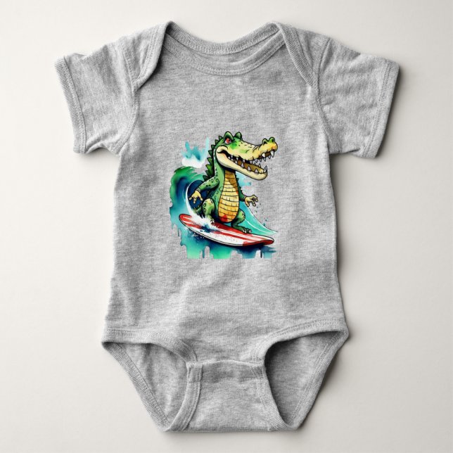 Lusande krokodilsurfning t shirt (Framsida)