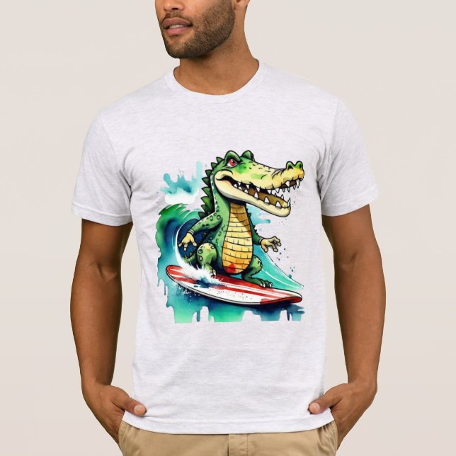 Lusande krokodilsurfning t shirt (Framsida)