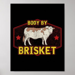 Lusande kropp av Brisket Kött Grilling Beef Barbeq Poster