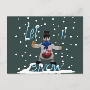 Lusande lycklig leende snögubbe helg vykort