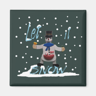 Lusande lycklig leende snögubbe magnet