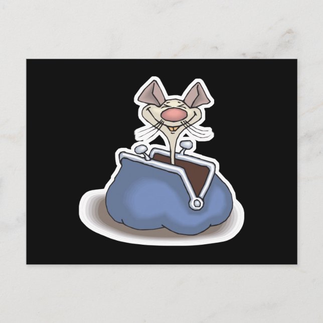 Lusande mus i ändringsväska vykort (Framsida)