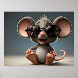 Lusande mus med glasögon poster