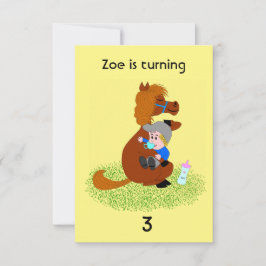 Lusande och söt ponny med baby - barns födelsedag inbjudningar