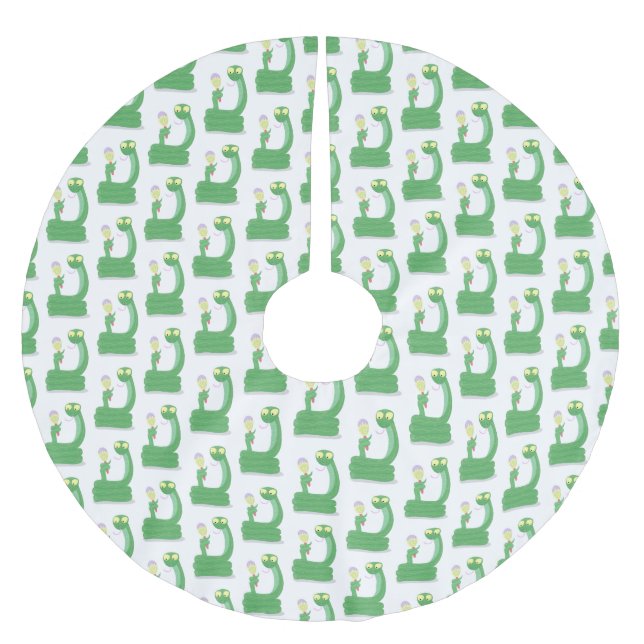 Lusande orm av grönt med maraca tecknad julgransmatta borstad polyester (Framsidan)