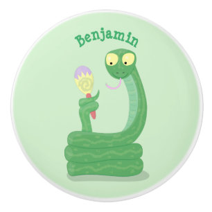 Lusande orm av grönt med maraca tecknad knopp