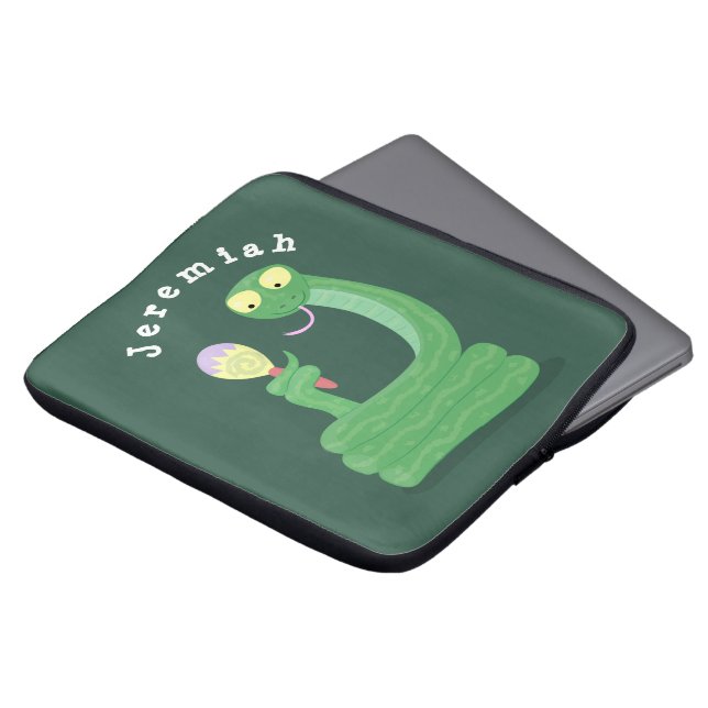 Lusande orm av grönt med maraca tecknad laptop fodral (Framsida topp)