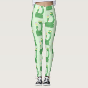 Lusande orm av grönt med maraca tecknad leggings