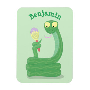 Lusande orm av grönt med maraca tecknad magnet