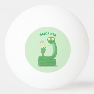 Lusande orm av grönt med maraca tecknad pingisboll