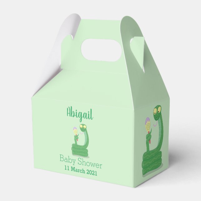 Lusande orm av grönt med maraca tecknad presentaskar (Framsidan Sidan)