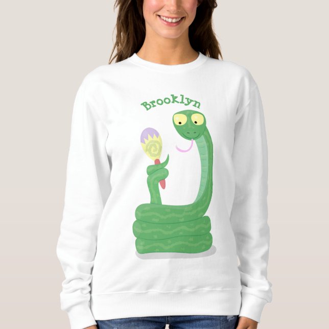 Lusande orm av grönt med maraca tecknad t shirt (Framsida)