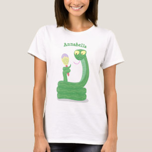 Lusande orm av grönt med maraca tecknad t shirt