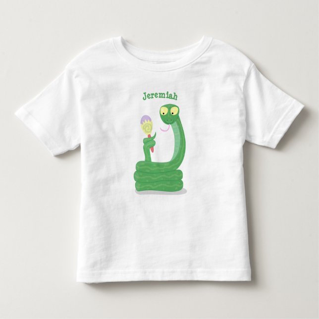 Lusande orm av grönt med maraca tecknad t shirt (Framsida)