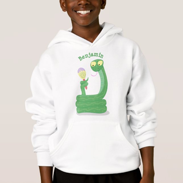 Lusande orm av grönt med maraca tecknad t shirt (Framsida)