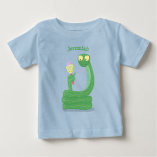Lusande orm av grönt med maraca tecknad t shirt