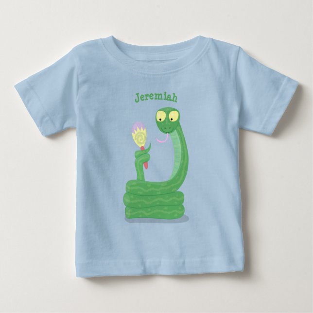 Lusande orm av grönt med maraca tecknad t shirt (Framsida)