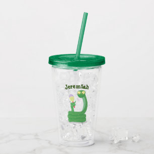 Lusande orm av grönt med maraca tecknad take away mugg