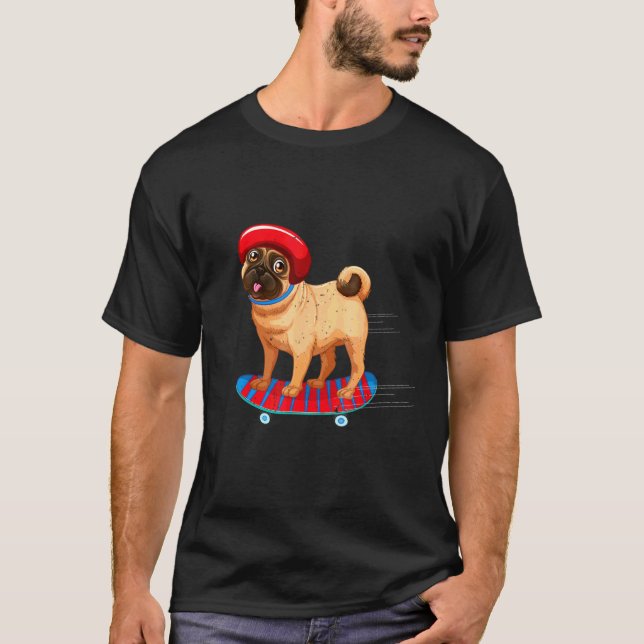 Lusande på Skateboard i Beanie Hat Hund T Shirt (Framsida)