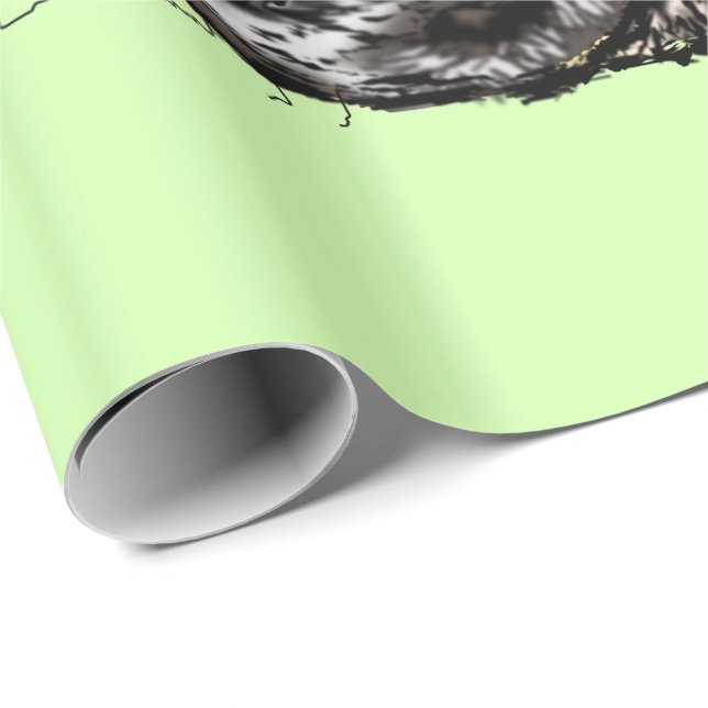 Lusande Papper med Pug Hund - Anpassningsbar Färg Presentpapper (Rullad Hörn)