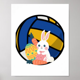 Lusande Påskhare med Volleyball Boll Poster