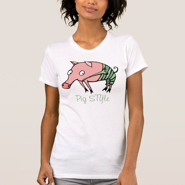 Lusande piggie i gris Stil i byxor T-shirt (Framsida)