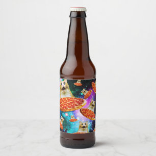 Lusande pizzakakatt ölflaska etikett