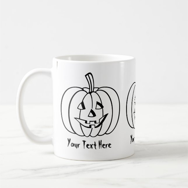 Lusande pumpa med utklippt ansikte halloween kaffemugg (Vänster)