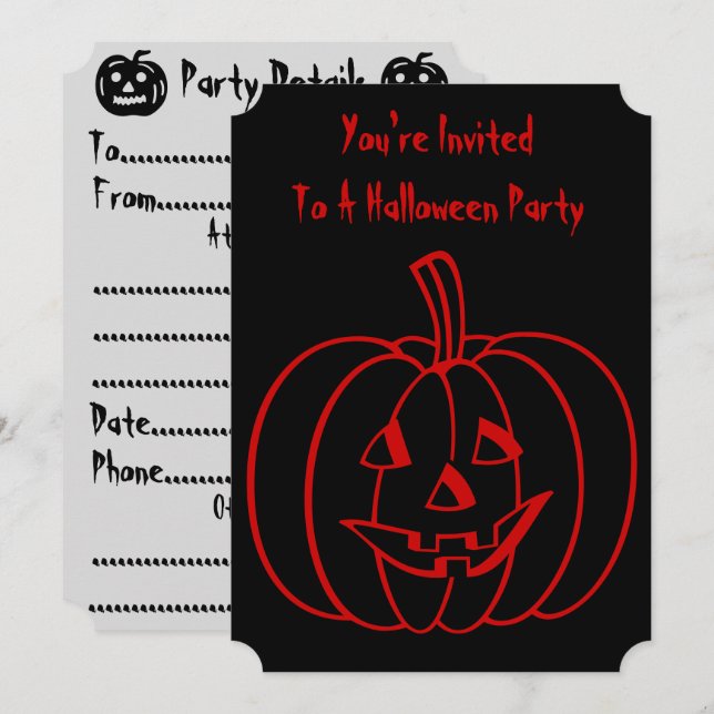 Lusande pumpor med utklippt ansikte för halloween inbjudningar (Fram/baksida)