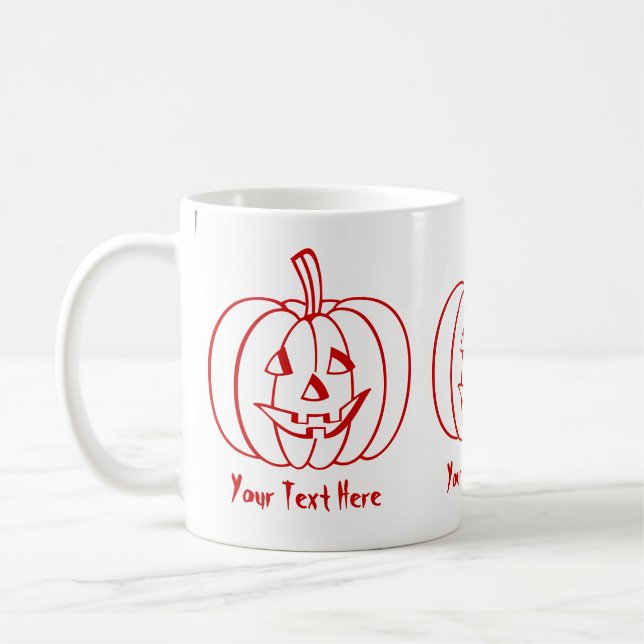 Lusande pumpor med utklippt ansikte för halloween kaffemugg (Vänster)