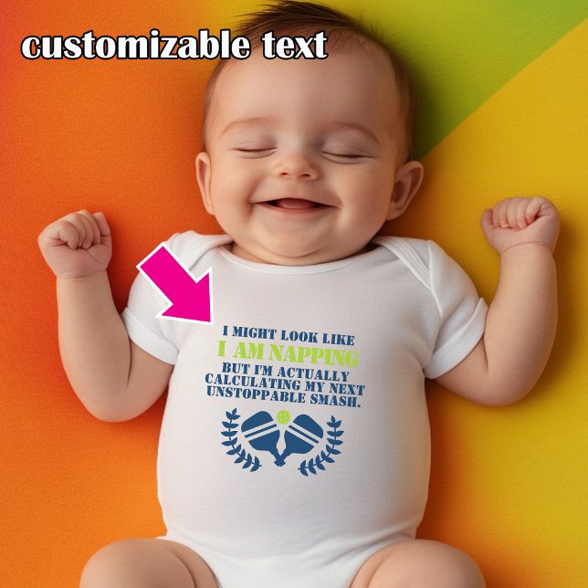 Lusande sovande baby-pickleball t shirt (Cute and funny baby pickleball bodysuit)