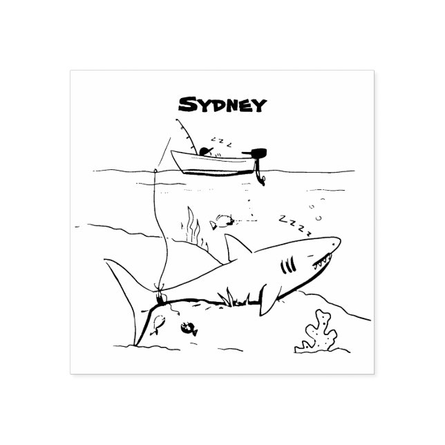 Lusande sovhaj och tecknad stämpel (Tryck)