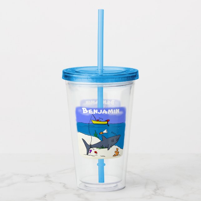 Lusande sovhaj och tecknad take away mugg (Framsida)