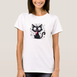 Lusande, svart katt t shirt