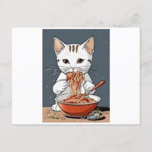 Lusande vit katt vykort