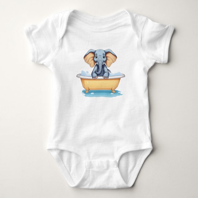 lusant elefant i badkar t shirt (Framsida)