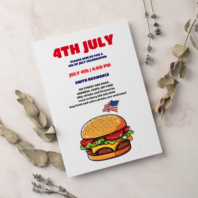 Lusare burger american flagga plaid 4:e juli I Inbjudningar (Skapare uppladdad)