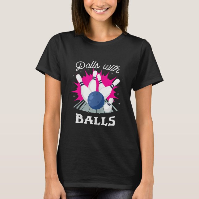 Lusartade dockor med Bollar Girls Bowling T Shirt (Framsida)